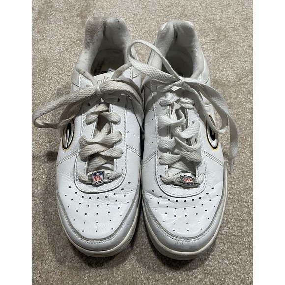 NFL Reebok Green Bay Packers White Leather Athletic Shoes Men's Size 7 - Picture 1 of 6
